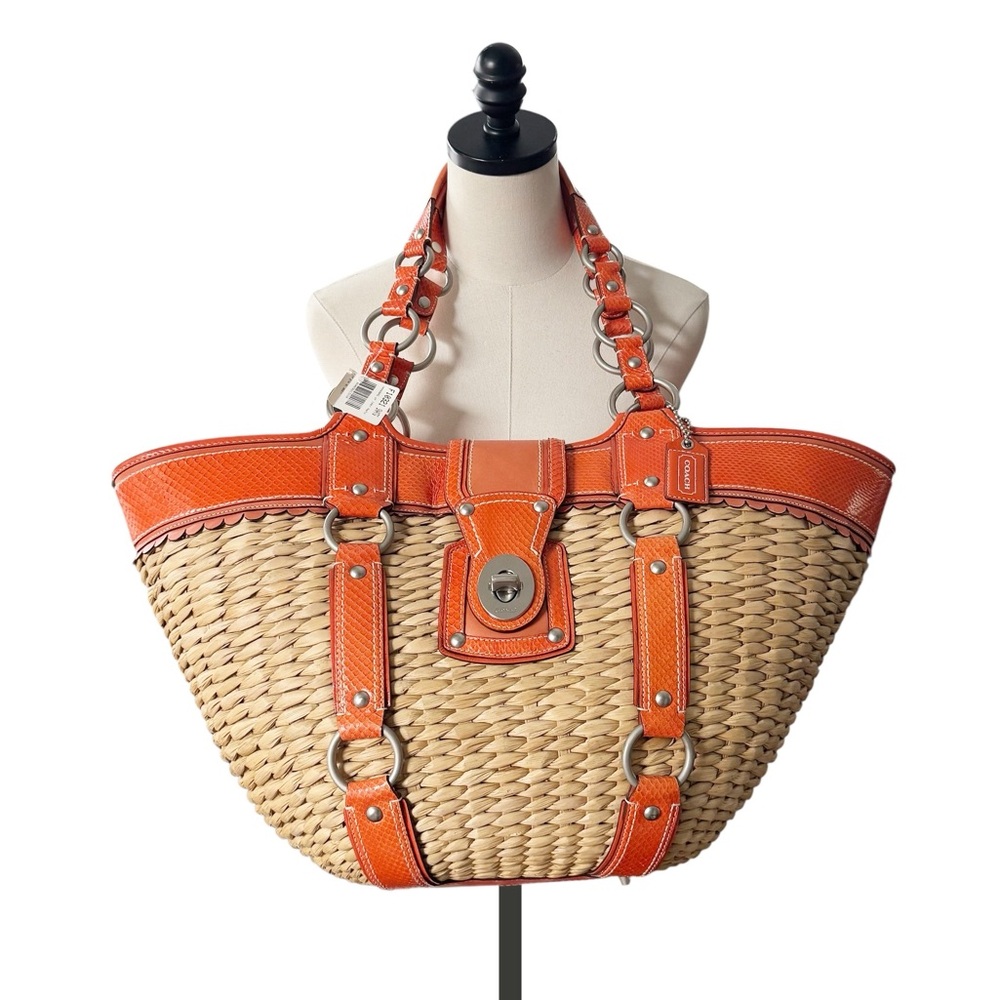 Coach Vintage Limited Edition Jasmine XL Straw Tote Bag | NWT - Picture 6 of 15